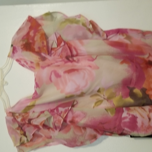 New BCBG MAXAZRIA Secret Garden Pink Floral Watercolor Paint Print Dress - Picture 6 of 10